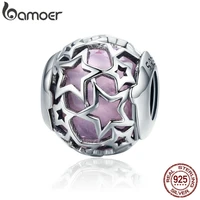 bamoer bamoer 100 925 sterling silver radiant hearts opalescent pink crystal beads fit charm bracelets diy jewelry scc510