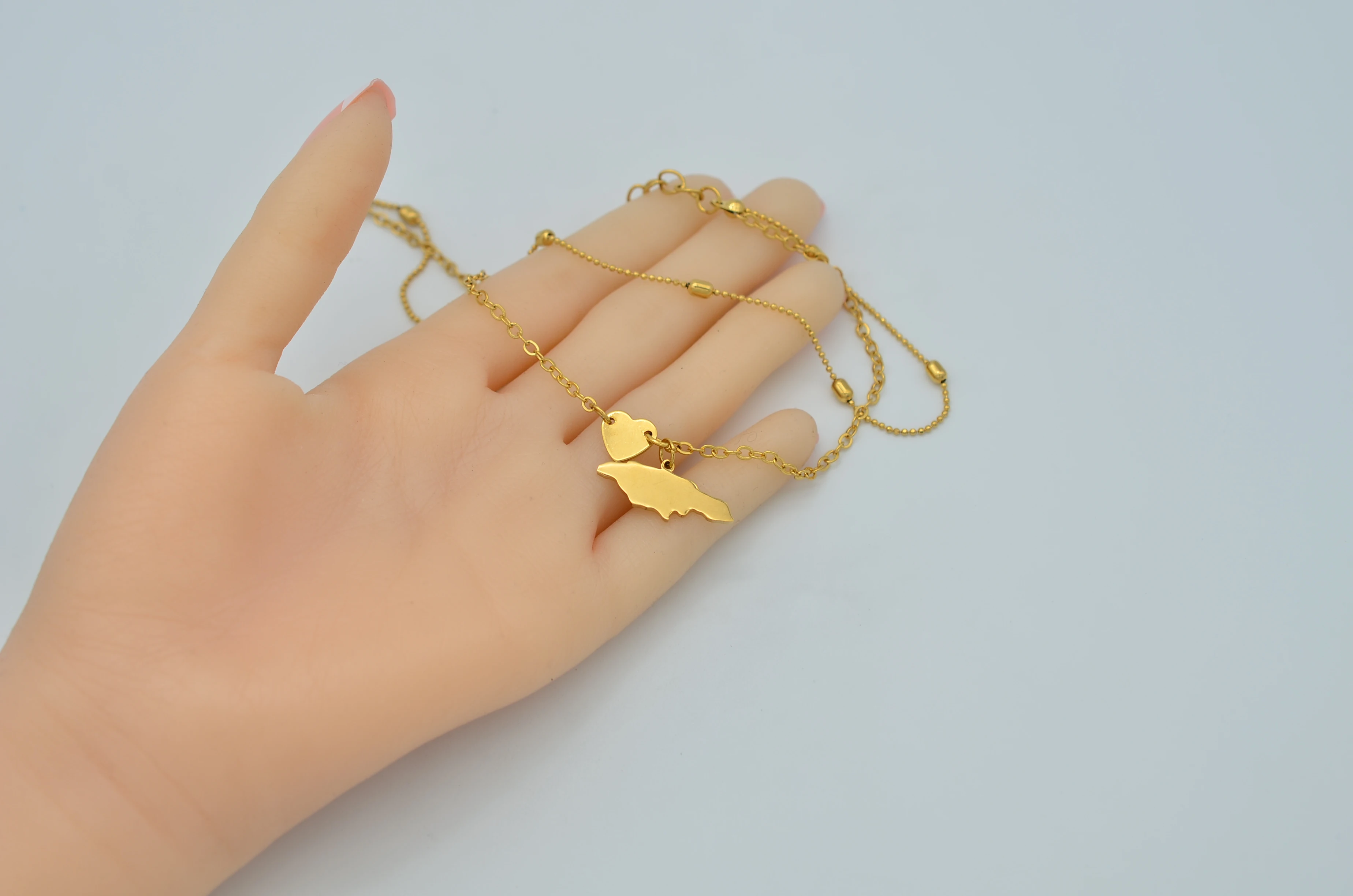 Anniyo(одна штука) 25 см+ 5 см РАСШИРИТЕЛЬ ЦЕПИ/ямайская карта ножной браслет для женщин девочек золотой цвет ямайская Ювелирная ножная цепочка#209106
