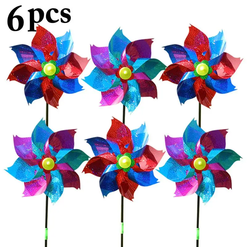 6 шт. блестящая ветряная мельница для детей сделай сам вертушка декор