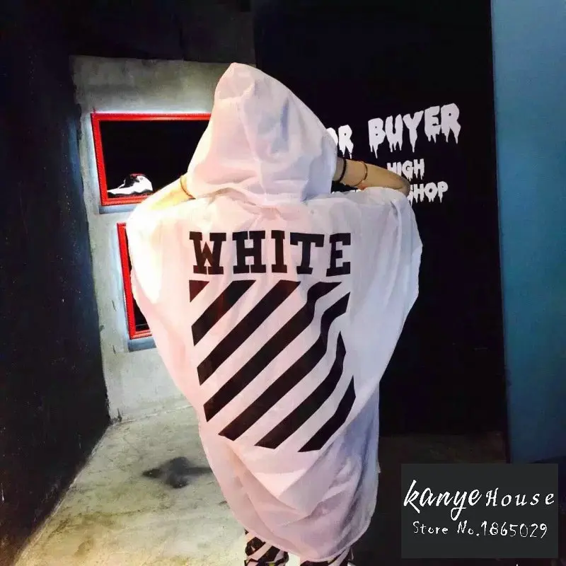 2015 mens clothing hooded cloak S-XL Black designer long trench coat men nightclub fashion famous brand off white virgil abloh | Мужская