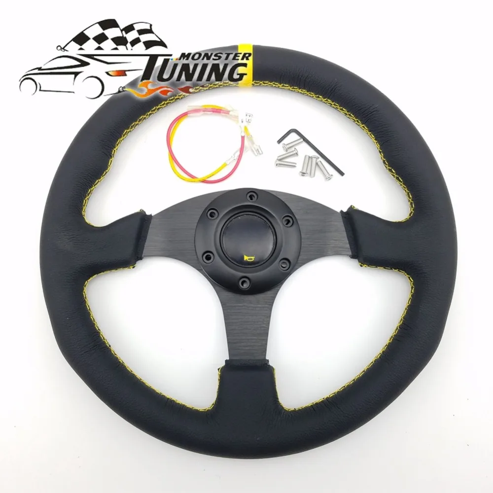 Tuning Monster Universal 330mm OM Genuine Leather Racing Steering Wheels Game With Logo | Автомобили и мотоциклы