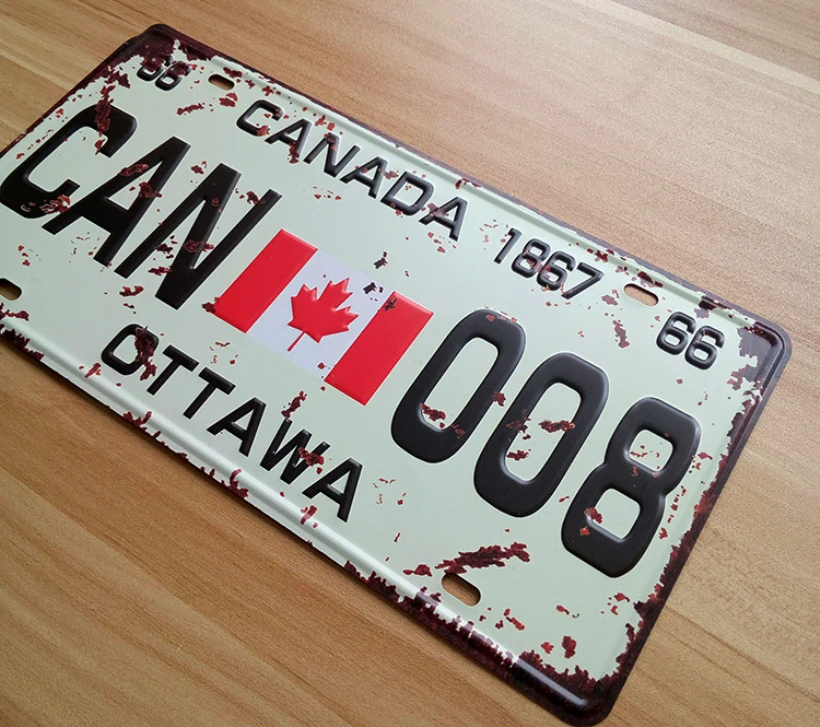 

RONE130 vintage license Car plates " CANADA CAN-008 OTTAWA " vintage metal tin signs garage painting plaque picture 15x30cm