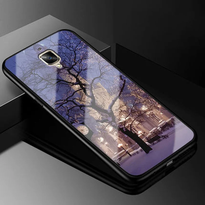Звездное небо закаленное Стекло телефонные чехлы для Oneplus 3 мягкий TPU бампер защитный кожаный чехол для Oneplus A3000 Стекло чехол Oneplus3 1+ 3 знака после Coque - Цвет: A4
