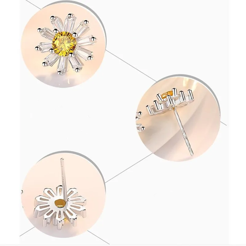 Новое поступление женские серьги гвоздики с кристаллами и подсолнухами
