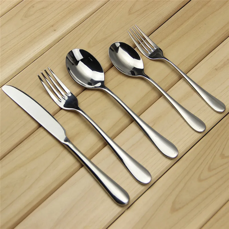 Sliver flatware Набор столовых приборов Высокого Качества, розовое золото, матовое черное золото, нержавеющая сталь, столовое серебро, столовая посуда, кухонная, столовая, свадебная, 100 - Цвет: Sliver flatware