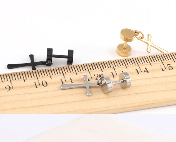 1 пара 2 штуки распродажа полностью титановая сталь черный золотой крест модные