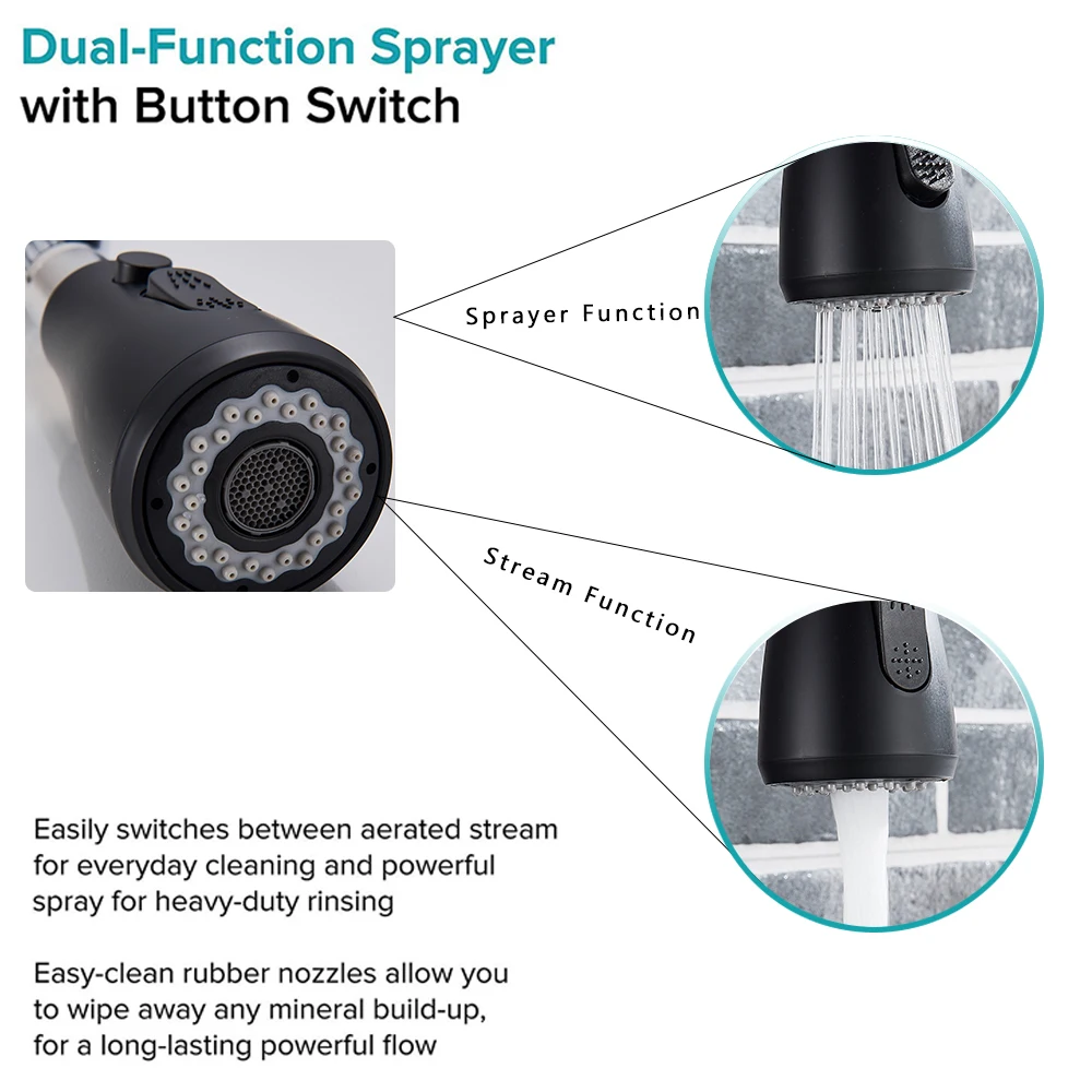 

Black Kitchen Faucet Pull Out Pull Down Bathroom Kitchen Mixer Hot Cold Water Tap Single Handle Stream Spray Kitchen Spout