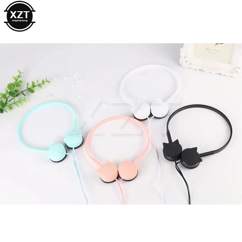 Цветные стереонаушники с милой кошкой 3 5 мм проводная гарнитура наушники для Samsung