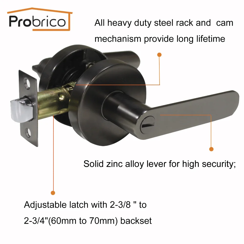 Probrico Межкомнатная дверная ручка дверной замок для спальни Передний Задний рычаг