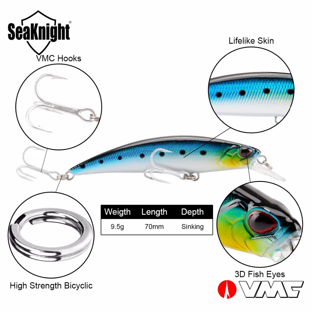 SeaKnight бренд SK040 серия гольян наживка 1 шт./лот 70 мм/2.76in 9 5 г Ripbait Рыболовная Приманка