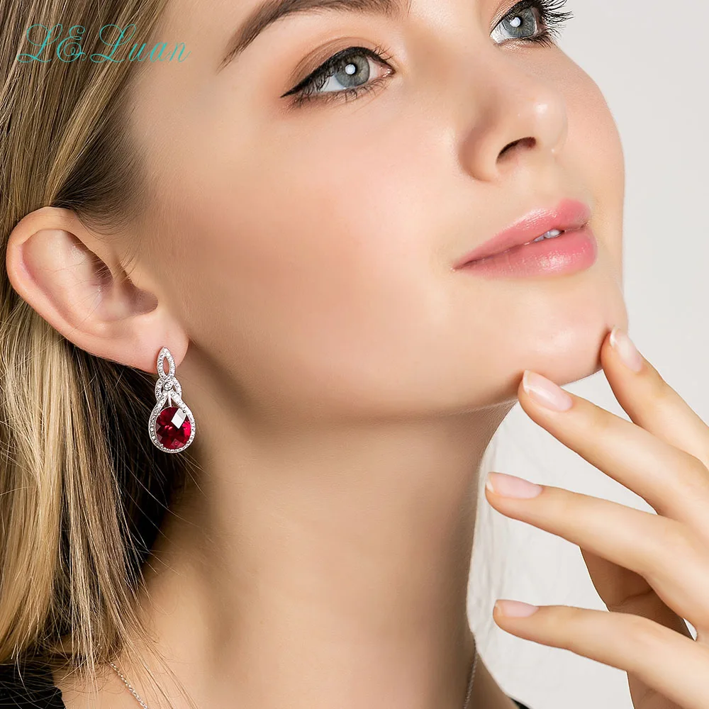 Женские серьги подвески из серебра 925 пробы с красным камнем|earrings christmas|earrings