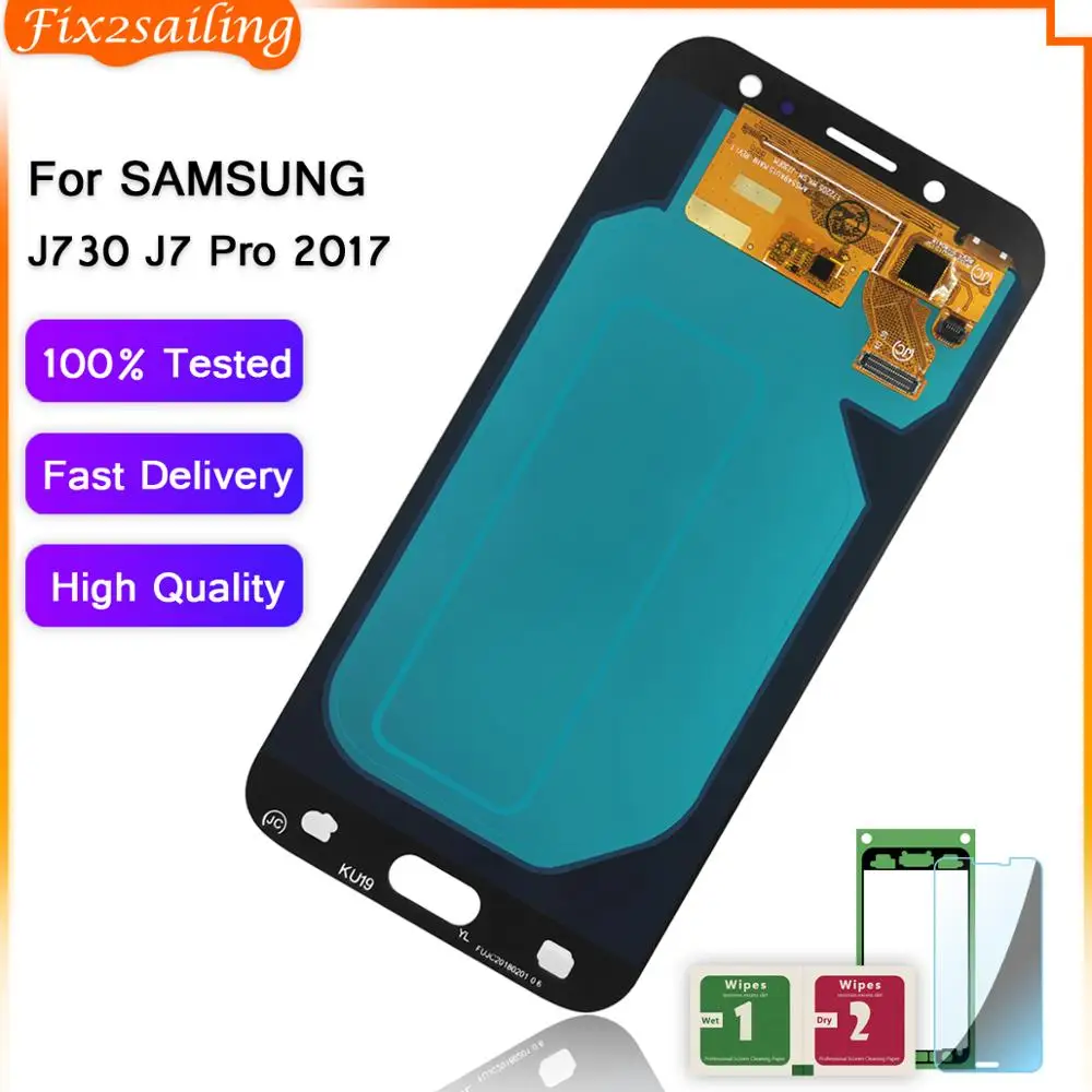 Сменный сенсорный ЖК экран для Samsung Galaxy J7 Pro 2017 J730 J730F Super AMOLED закаленное стекло