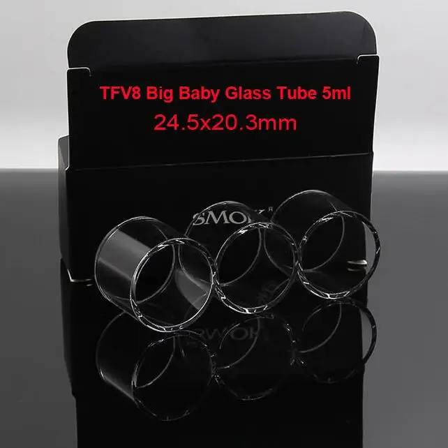 3pc Glass Tube 5ml Стеклянный бак SMOK TFV8 для больших детей, 5 мл, 7 мл, чистый пирекс, замена прозрачного стекла для SMOK V8, распылитель для больших детей, испаритель - Цвет: 3pc Glass Tube 5ml