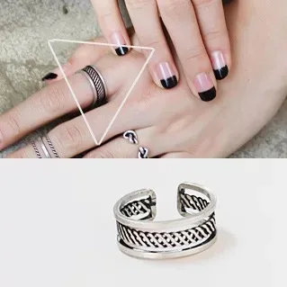 S925 sterling silver ring retro double line knotted opening adjustable trend personality men women girl hand jewelry | Украшения и