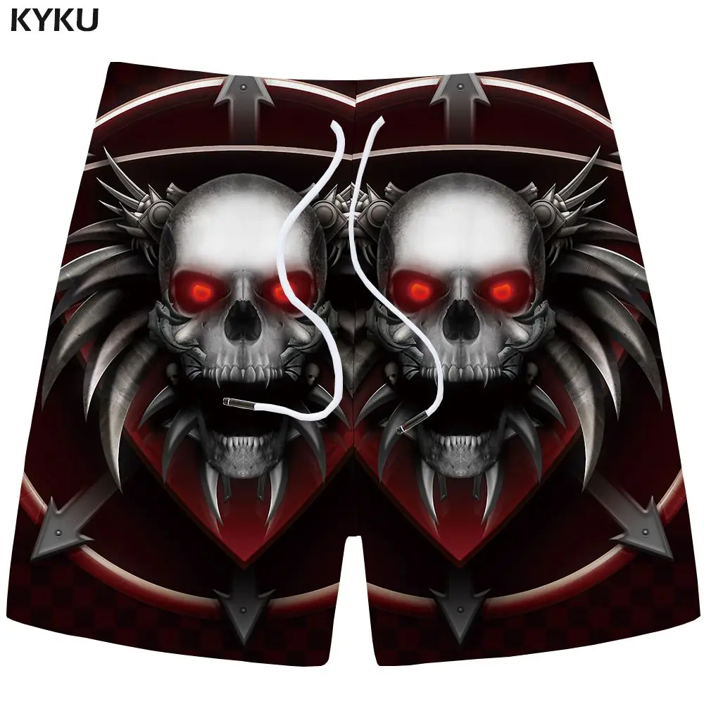 Mens Shorts 18 KYKU шорты с черепом, мужские повседневные шорты, пляжные механические джоггеры, серые мужские шорты-карго с 3d принтом, летние модные мужские шорты - Цвет: Mens Shorts 18