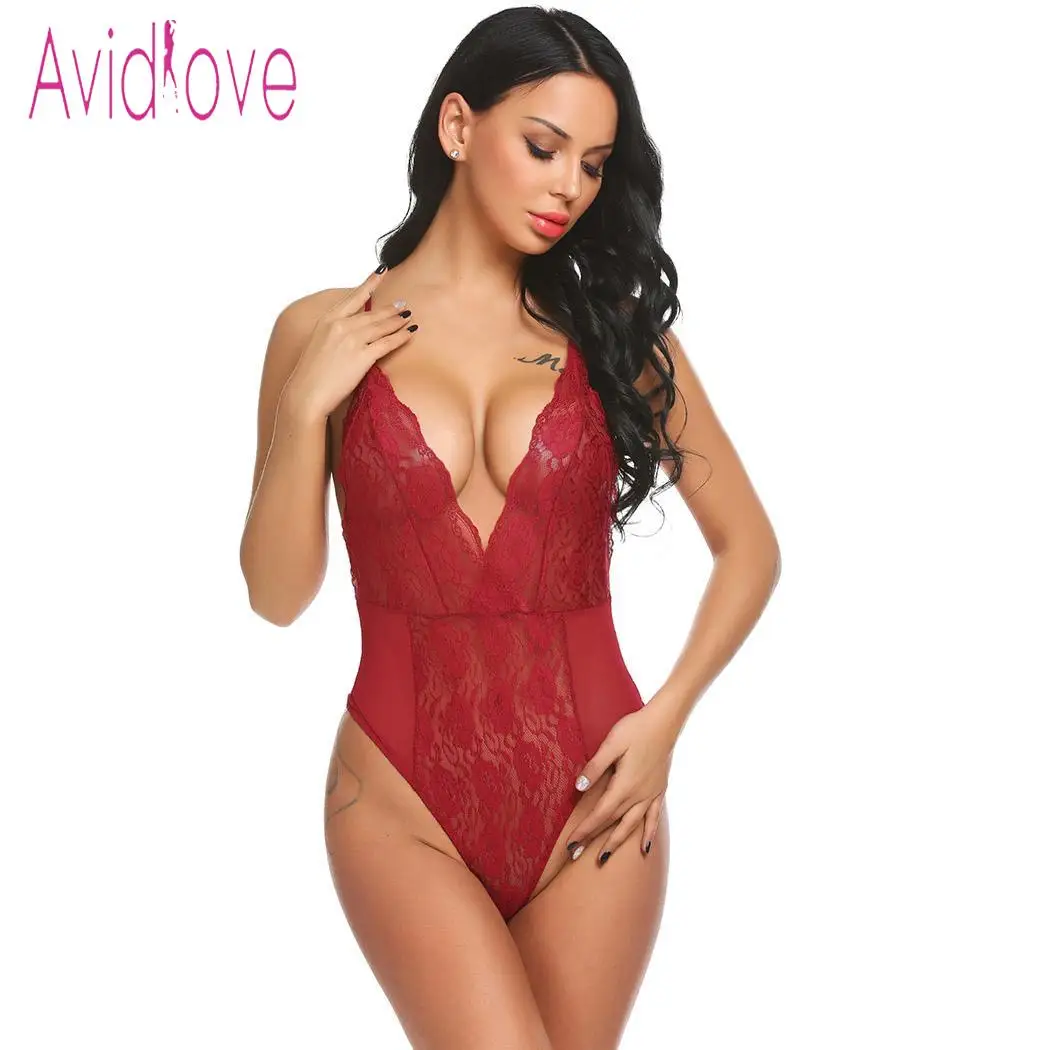 Женское боди с чулками Avidlove Кружевное на тонких бретельках|Женское белье и боди| |