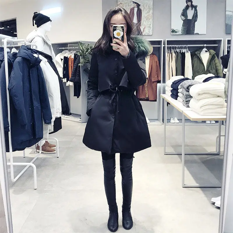 Корейское осеннее зимнее женское пальто, женское черное bf Harajuku свободное плюс хлопковое студенческое ветровка, куртки с капюшоном, парки X199