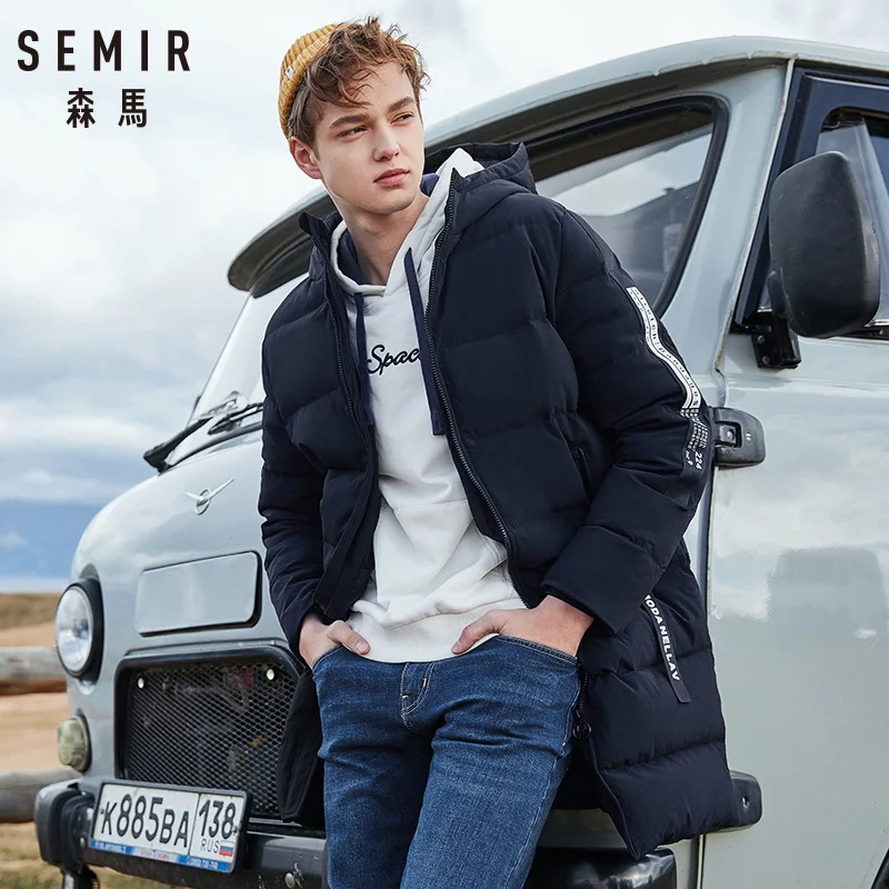 SEMIR русский Зимний пуховик, Мужская брендовая одежда, длинное теплое плотное пальто на 80% сером утином пуху, мужские зимние куртки для мужчин