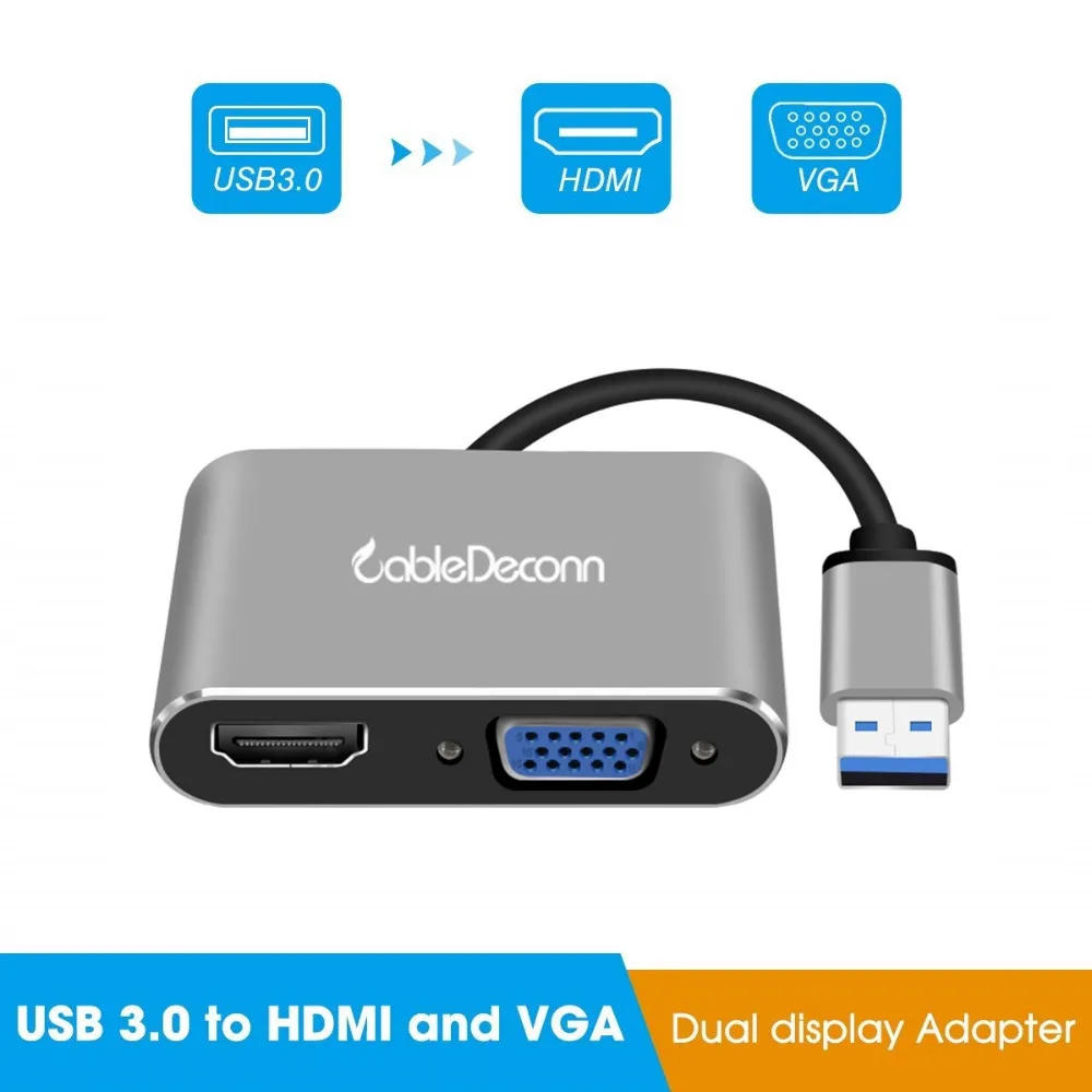 Преобразователь USB 3 0 в HDMI VGA 2 1 для компьютера ноутбука HD ТВ проектора| |