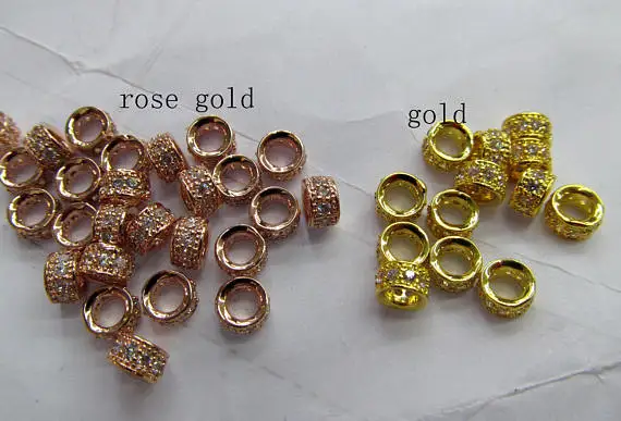 

24pcs 6-10mm Micro Crystal Pave Diamond round Rondelle wheel rose gold Silver Gunmetal Jewelry Spacer Jewelry beads