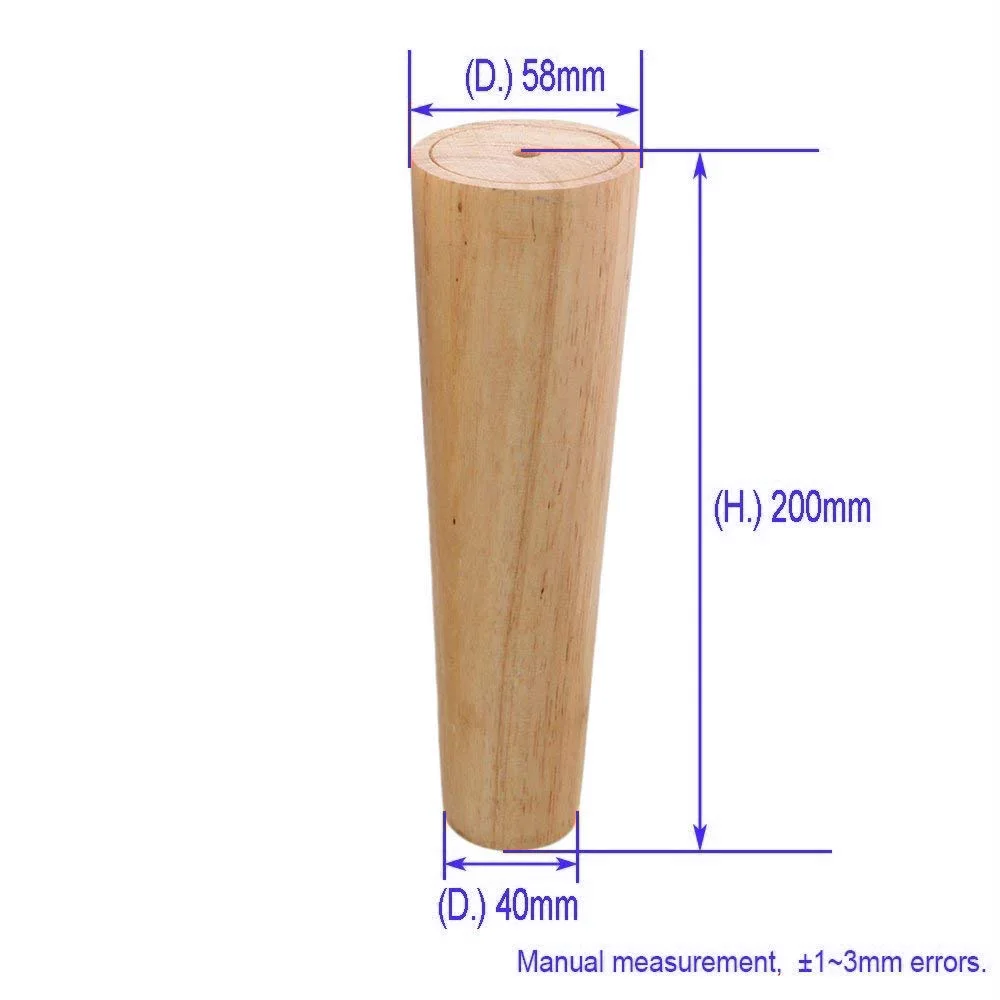 200x58x38mm 4 шт. дубовая древесина 300x58x38 мм мебельные ножки шкафа ножки стола ножки для дивана с железными прокладками прокладки винты - Цвет: 200x58x38mm