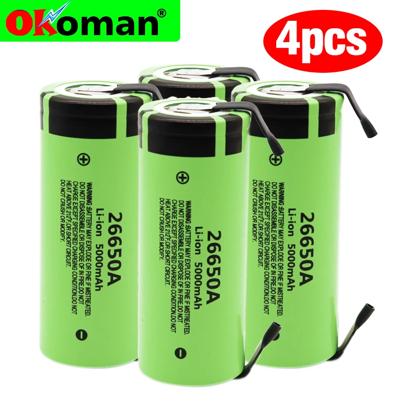 Аккумулятор для Panasonic 26650A 3,7 V 5000mAh высокой емкости 26650 литий-ионные аккумуляторы+ никелевые листы DIY
