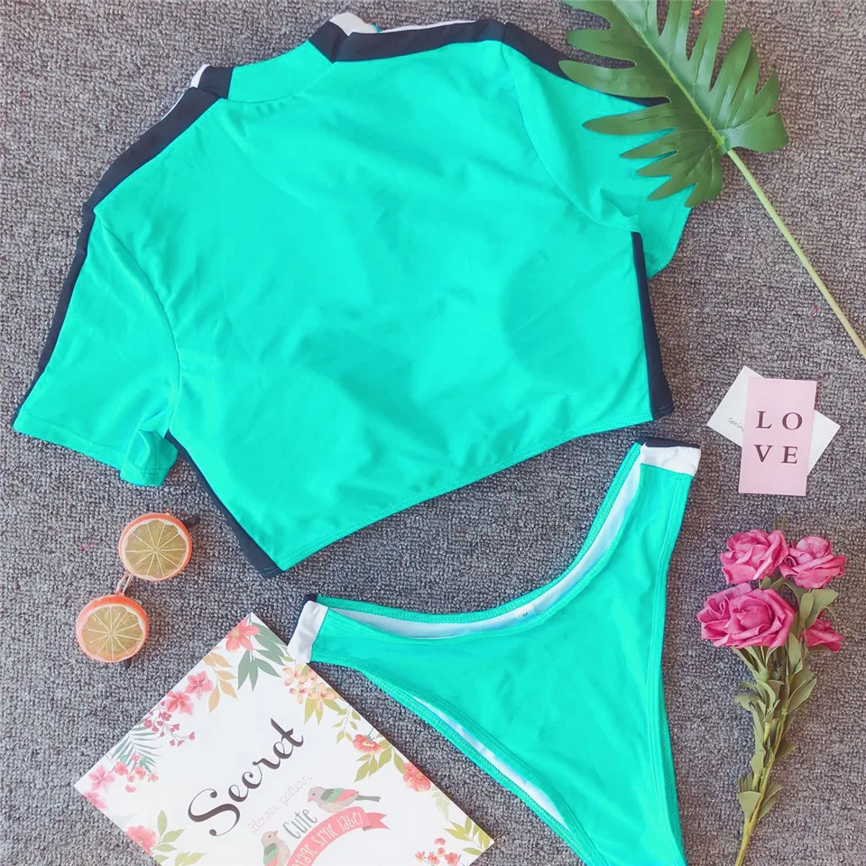 Bikinis Sports Swimwear Women Swimming Brazilian Bikini Thong Bathers Female T-shirt Swimsuit Bathing Suit Two-piece Suits