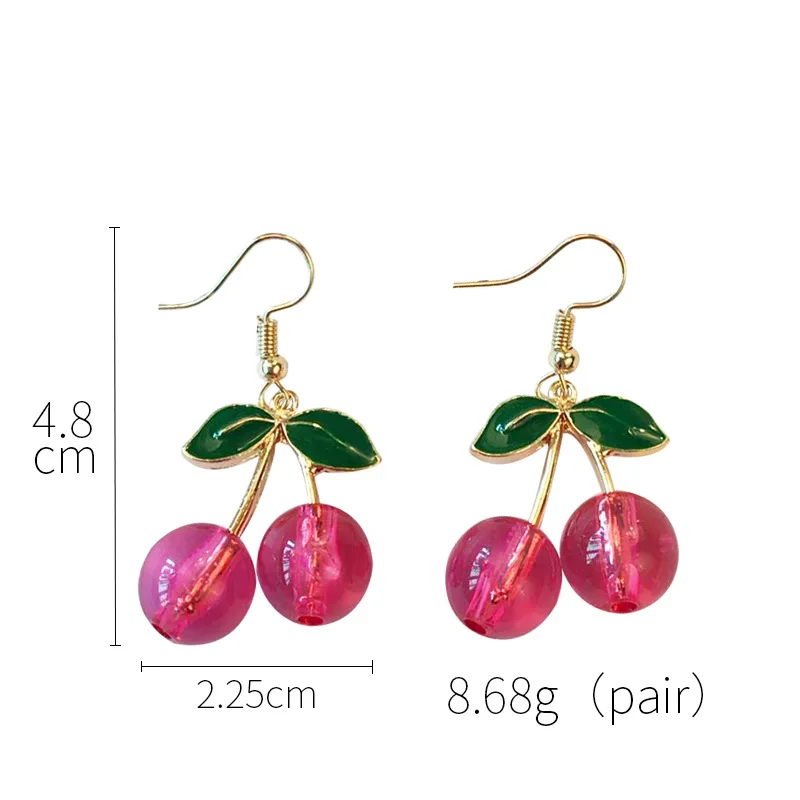 2019 новые модные милые маленькие свежие серьги в виде вишни любовь эмалевые