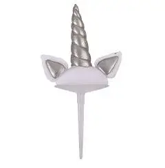 piece of smal silver Единорог топперы Единорог Рог уши глаза торт украшения кекс Baking выпечки десерты Хеллоуин вечеринка в честь Дня Рождения украшения - Цвет: piece of smal silver
