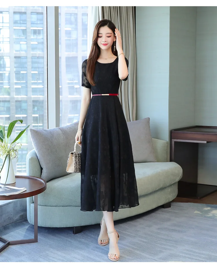 Элегантные однотонные шифоновые платья Boho Сетчатое платье Лето Винтаж 4XL размера плюс черный пляжные макси-сарафан Для женщин Bodycon Вечерние платья