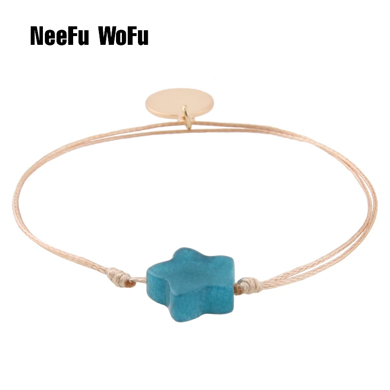 NeeFuWoFu натуральный камень искусственная веревка деревянный браслет регулируемые