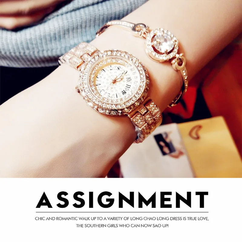 High-End цепочка под заказ женские часы Полный горный хрусталь инкрустированные