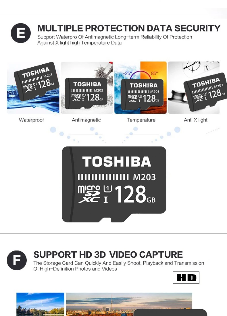 TOSHIBA Micro SD карта 128 Гб 64 Гб SDXC класс 10 UHS-I Карта памяти SDHC 16 ГБ 32 ГБ TF/microsd SD Micro карта