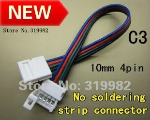 200 шт./лот (№ C3) 10 мм 4 контакта для RGB ленты 5050 Бесплатная пайка с двойным разъемом