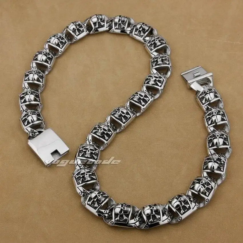 LINSION 18 ~ 36 дюймов огромное 316L ожерелье из нержавеющей стали с пиратским черепом