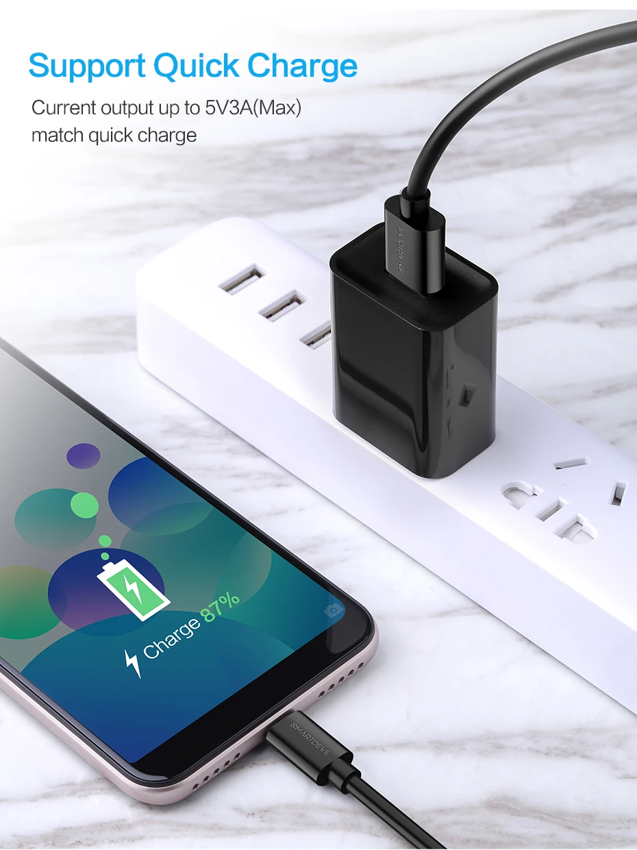 SmartDevil Micro USB кабель передачи данных для быстрой зарядки Шнур Универсальный Для huawei samsung Xiaomi планшет Android, телефон Кабель-адаптер