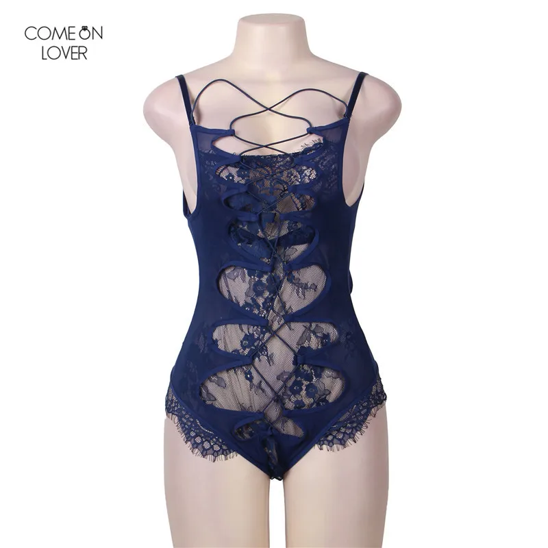 Comeonlover Sexy Bandage Mesh Jumpsuit Lace Bustier Body Mujer Backless Jumpsuits Rompers Sleeveless Plus Size Bodysuit RT80327 | Женская
