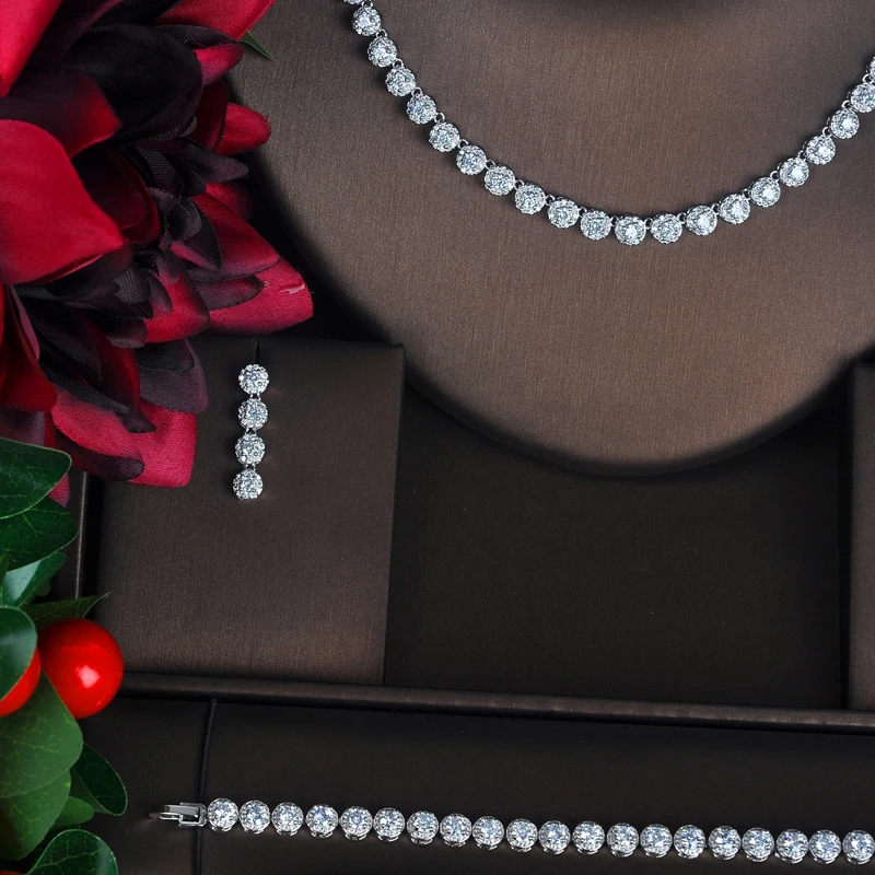 Модные комплекты ювелирных изделий HIBRIDE с прозрачным кубическим цирконием для