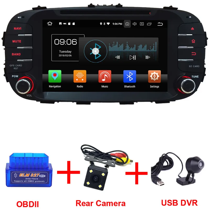 Radio OBD Camera DVR KLYDE 8 дюймов Восьмиядерный Android 8,0 4 Гб ОЗУ 32 Гб ПЗУ PX5 4G FM автомобильный DVD мультимедийный плеер радио для Kia Soul - Цвет: Radio OBD Camera DVR