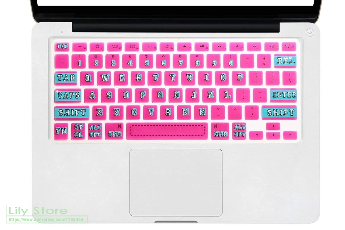 Большой шрифт зеленый розовый чехол для клавиатуры силиконовый MacBook Air 13 3 Pro 15 с