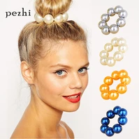 fashion temperament hand made european and american personality hair rope big pearl beaded elastic hair ring hair accessories
