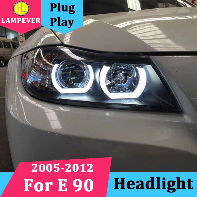 Car Headlights For BMW E90 headlamp 318i 320i 325i Headlight LED Angel eyes Front light for 318 320 325 Bi Xenon Lens HID | Автомобили и