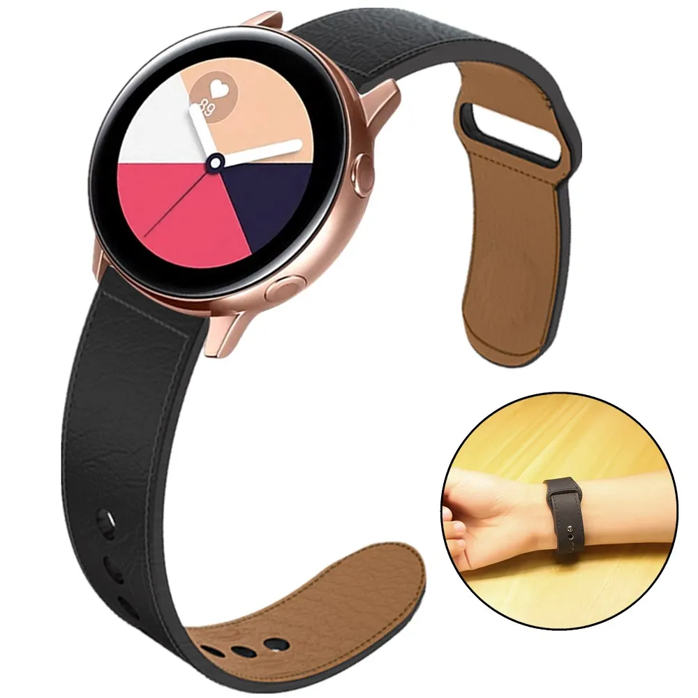 Ремешок кожаный для Samsung Galaxy Watch Active браслет Gear Sport S3 Amazfit Bip huawei watch gt 20 мм 22 42 46 |