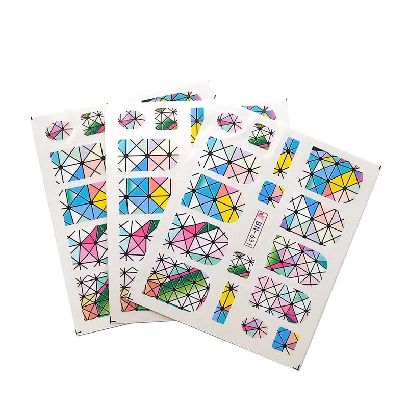 

3pcs rhombus Nail Water Transfer Decals Nail Art Sticker Black Flowers Watermark Adhesive Sliders Wraps Decoration Manicure C17