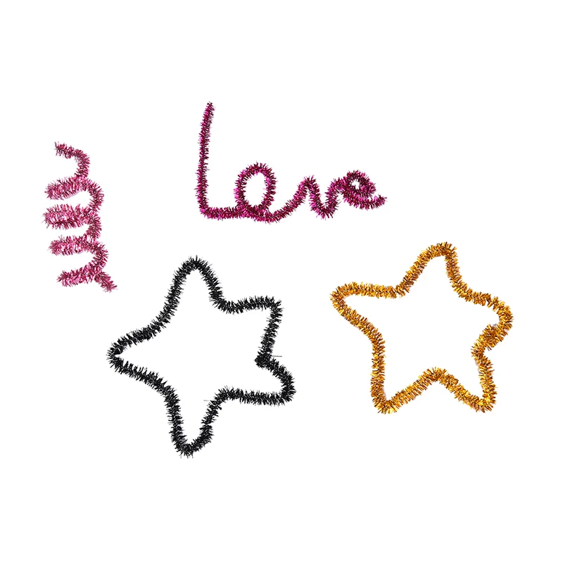 100 шт. металлические стебли синели плюшевые палочки ассорти блестящие трубки для