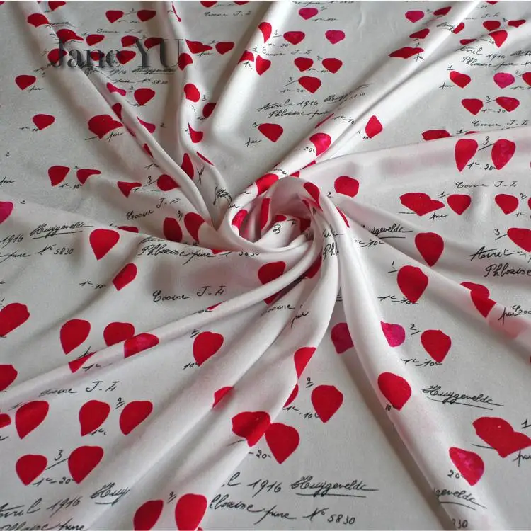 JaneYU Новая мода Личность любовь печати граффити шелковая шифоновая ткань креп