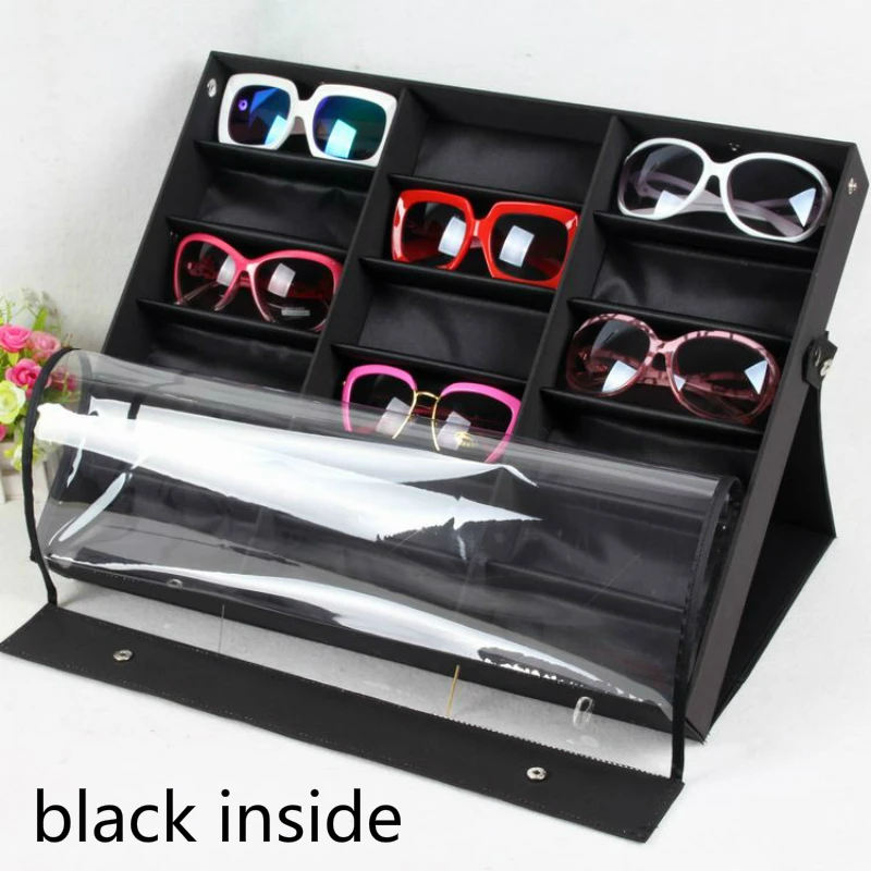 Прикроватная коробка для солнцезащитных очков из черного дерева 18 решеток