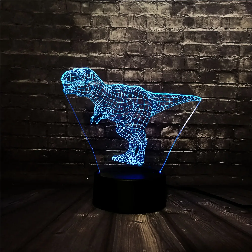 Tyrannosaus Jurassic park 3D Dinosaur Night Light LED 7 Color USB Change Decor Home Mood Table Luster Kids Birthday lamp | Лампы и
