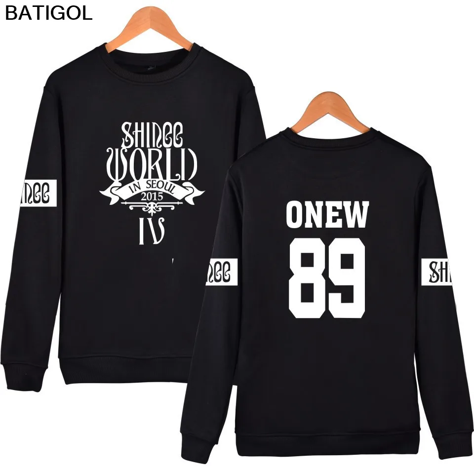 Batigol SHINee команды монолитным Толстовка мужчины хлопок корейский Idol команда осень