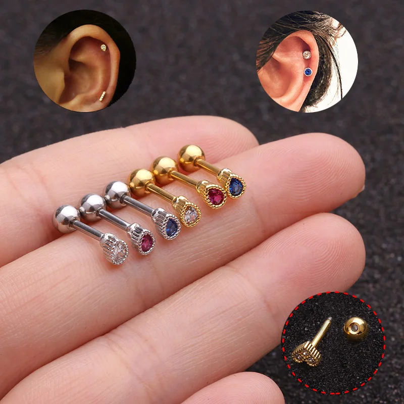 1 шт. сердце с фианитами в форме капли пирсинг Шпилька-Сережка серьга Конч трагус пирсинг для ушной раковины ювелирные изделия